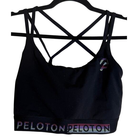 Peloton Strappy Elevate Sports Bra Women 1X Black Stretch Athletic Activewear - Picture 1 of 7